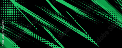 Dynamic sports themed background with geometric shapes and vibrant green. High quality sport background with trendy style, perfect for sports events, poster, banner