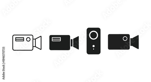 Video camera icons - Line and glyph solid icon set - Solid icons vector collection - Blue icon set - Icon vector - Flat Design Icon
