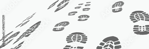 footprint shoe sole tracking path on transparent background, shoe footprint path vector illustration.modern