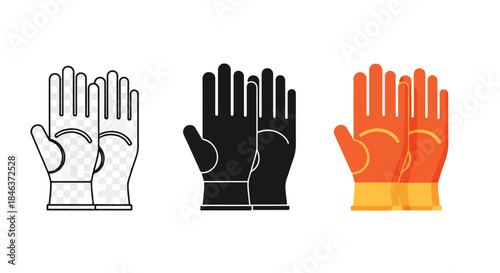 Set of glove icons - Line and glyph solid icon set - Solid icons vector collection - Blue icon set - Icon vector - Flat Design Icon