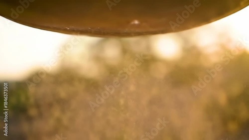 Steam Rises from Pan Outdoors at Sunset, for Recipes and Cooking