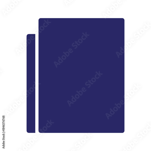 Closed dark blue book icon on white background