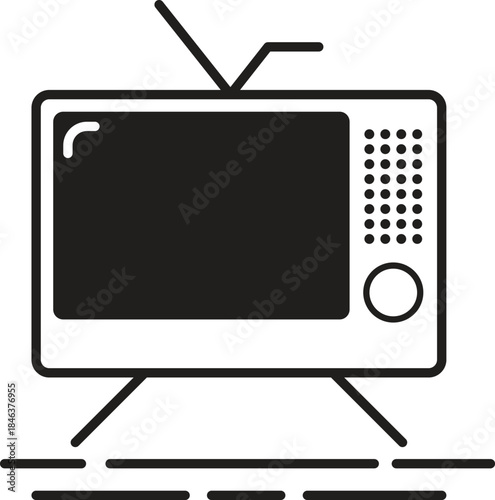 Retro Television Icon Vector for Vintage Media Design
