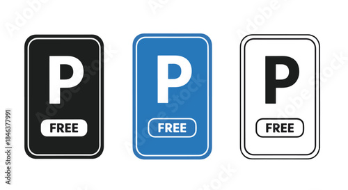 Parking sign icons - Line and glyph solid icon set - Solid icons vector collection - Blue icon set - Icon vector - Flat Design Icon