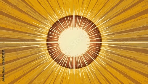 Retro Vintage Sun Rays in Sunburst Pattern on Yellow Background Vector Illustration