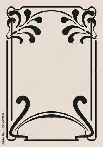A vintage Art Nouveau style decorative frame featuring elegant floral motifs and flowing lines on a neutral background.