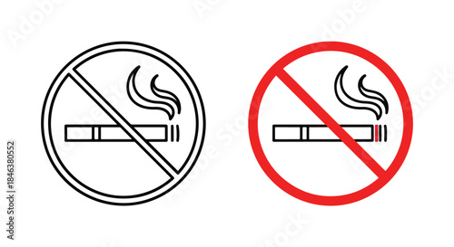 No smoking icons - Line and glyph solid icon set - Solid icons vector collection - Blue icon set - Icon vector - Flat Design Icon