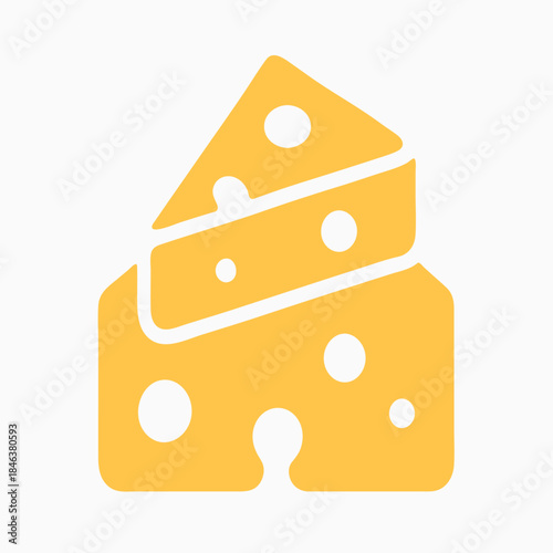 Print  Cheese Block Icon – Minimal Flat Vector Dairy Food Symbol Isolated on White Background