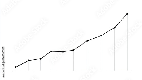 Rising line graph illustrating growth and progress on white background