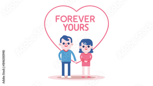 Couple sharing a hug with a glowing neon heart sign expressing love and affection forever