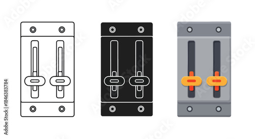 Audio mixer icon set - Line and glyph solid icon set - Solid icons vector collection - Blue icon set - Icon vector - Flat Design Icon