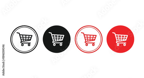 Shopping cart icon set - Line and glyph solid icon set - Solid icons vector collection - Blue icon set - Icon vector - Flat Design Icon