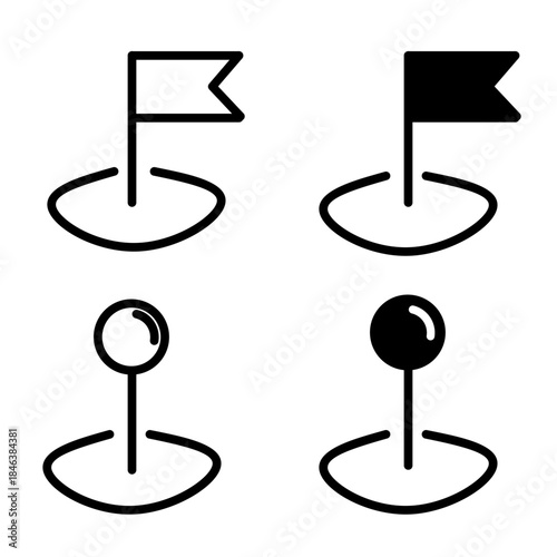 icon set of finish flags on white background