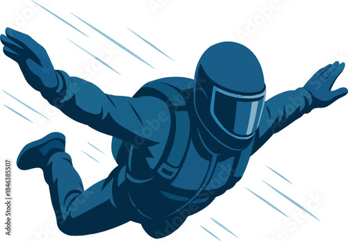 Skydiver in Blue Suit Falling Through Air skydiving