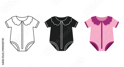 Baby onesie icon set - Line and glyph solid icon set - Solid icons vector collection - Blue icon set - Icon vector - Flat Design Icon