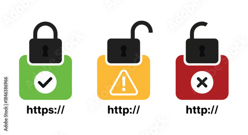 Security protocol icons - Line and glyph solid icon set - Solid icons vector collection - Blue icon set - Icon vector - Flat Design Icon