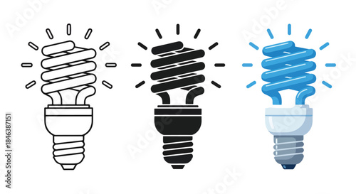 Light bulb icon set - Line and glyph solid icon set - Solid icons vector collection - Blue icon set - Icon vector - Flat Design Icon
