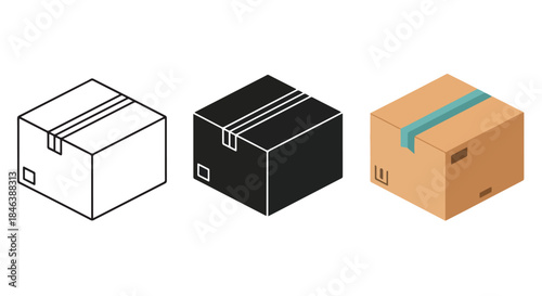 Box icons set - Line and glyph solid icon set - Solid icons vector collection - Blue icon set - Icon vector - Flat Design Icon