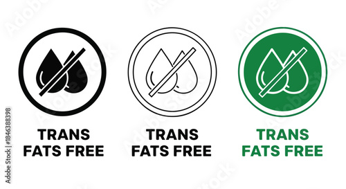 Trans fats free icons - Line and glyph solid icon set - Solid icons vector collection - Blue icon set - Icon vector - Flat Design Icon