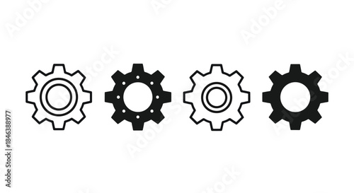 Gear icon set - Line and glyph solid icon set - Solid icons vector collection - Blue icon set - Icon vector - Flat Design Icon