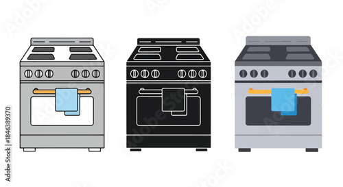 Kitchen appliance icons - Line and glyph solid icon set - Solid icons vector collection - Blue icon set - Icon vector - Flat Design Icon