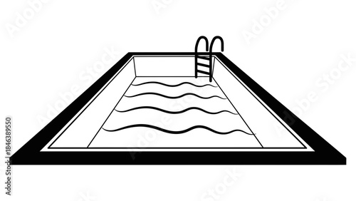Swimming Pool Icon – Outdoor Pool with Ladder Vector Illustration