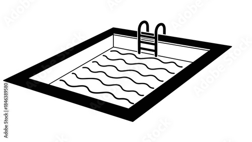 Swimming Pool Icon – Outdoor Pool with Ladder Vector Illustration