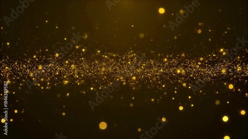 Luminous Golden Particles Flowing in an Abstract Shimmering Light Stream on a Dark Background, Perfect for Festive and Elegant Designs