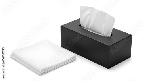 Clean white tissues in a stylish black box for everyday use