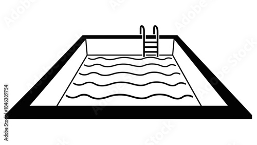 Swimming Pool Icon – Outdoor Pool with Ladder Vector Illustration