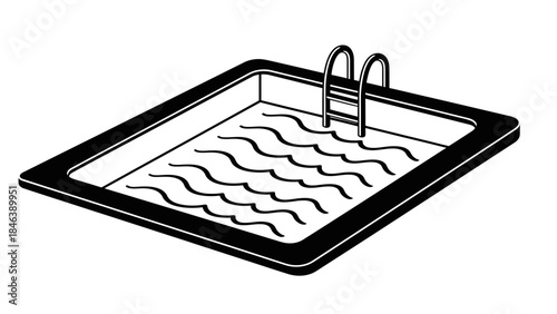 Swimming Pool Icon – Outdoor Pool with Ladder Vector Illustration