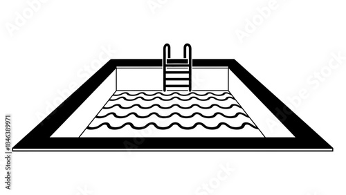 Swimming Pool Icon – Outdoor Pool with Ladder Vector Illustration