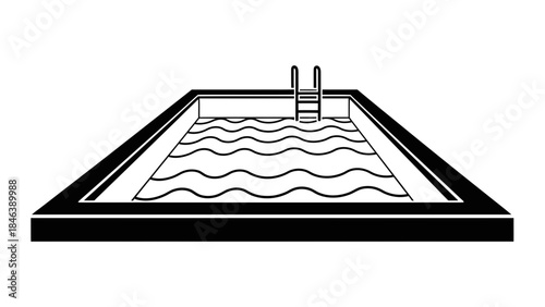 Swimming Pool Icon – Outdoor Pool with Ladder Vector Illustration