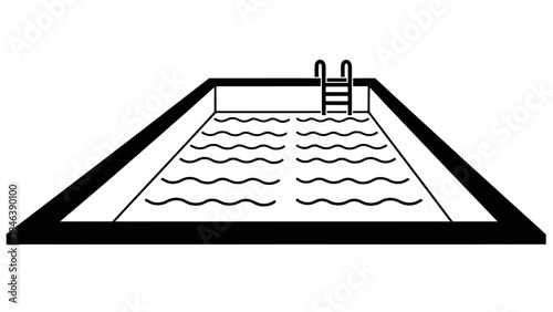 Swimming Pool Icon – Outdoor Pool with Ladder Vector Illustration