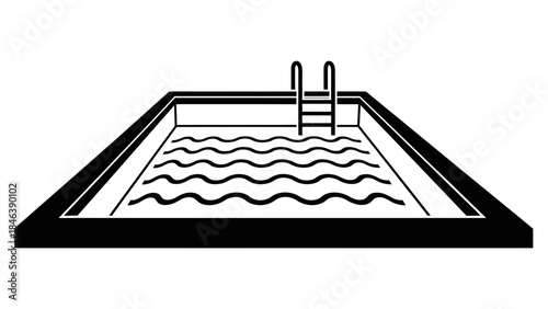Swimming Pool Icon – Outdoor Pool with Ladder Vector Illustration