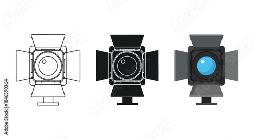 Spotlight icon set - Line and glyph solid icon set - Solid icons vector collection - Blue icon set - Icon vector - Flat Design Icon