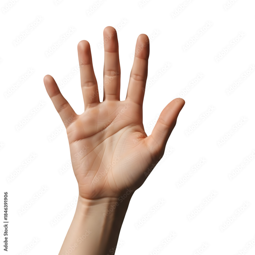Fototapeta premium hand waving hello or goodbye, fingers spread and slight motion blur suggestion
