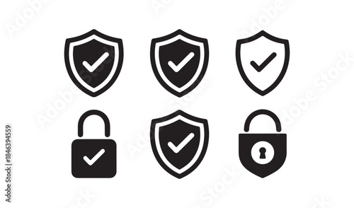 Security icons representing protection Vector