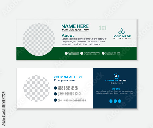 Morden email signature design with ellipse shape and Professional business facebook cover page timeline web ad banner template