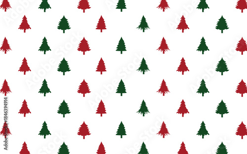 Red and Green Christmas Tree Pattern Background