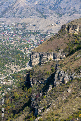 View of autumn landscape in the mountains of Dagestan