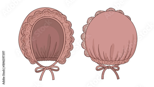Vintage Inspired Bonnet Illustration: A Nod to Classic Childhood Elegance and Apparel Design