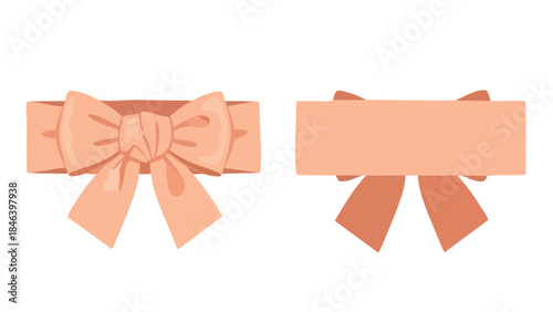 Delicate peach ribbons with bows, presented in both front and rear views for versatile application and creative presentations