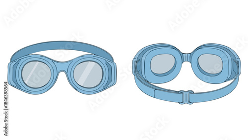 Stylized illustration of blue steampunk goggles offering clear vision for creative projects, vector art, and digital compositions