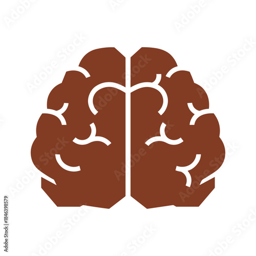 Brown brain icon on white background
