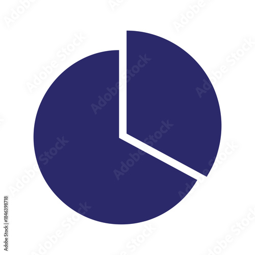 Dark blue pie chart on white background