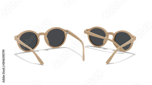 Stylish round sunglasses in beige color, offering a fashionable accessory and effective sun protection for enhanced outdoor experiences and a