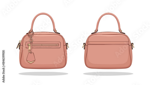 Stylish peach-colored handbags vector design, showcasing front and back views of elegant fashion accessories and minimalist design elements for