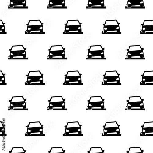 Pothole icon with a car seamless pattern isolated on white background