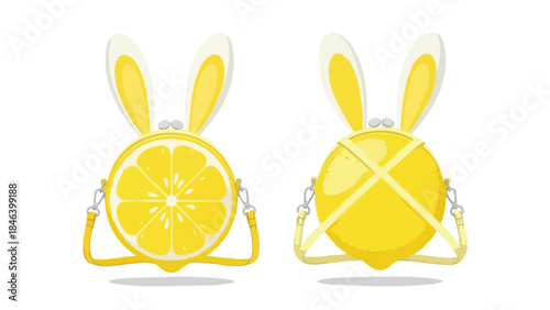 Whimsical Citrus Fashion: Lemon-Inspired Bunny Purse with Playful Charm and Vibrant Hue, a Zesty Accessory for Style and Fun